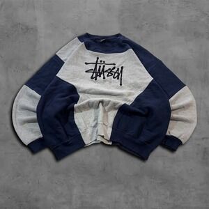 Y2K Oversized Boxy Stussy Crewneck Streetwear Rework Style Sweater